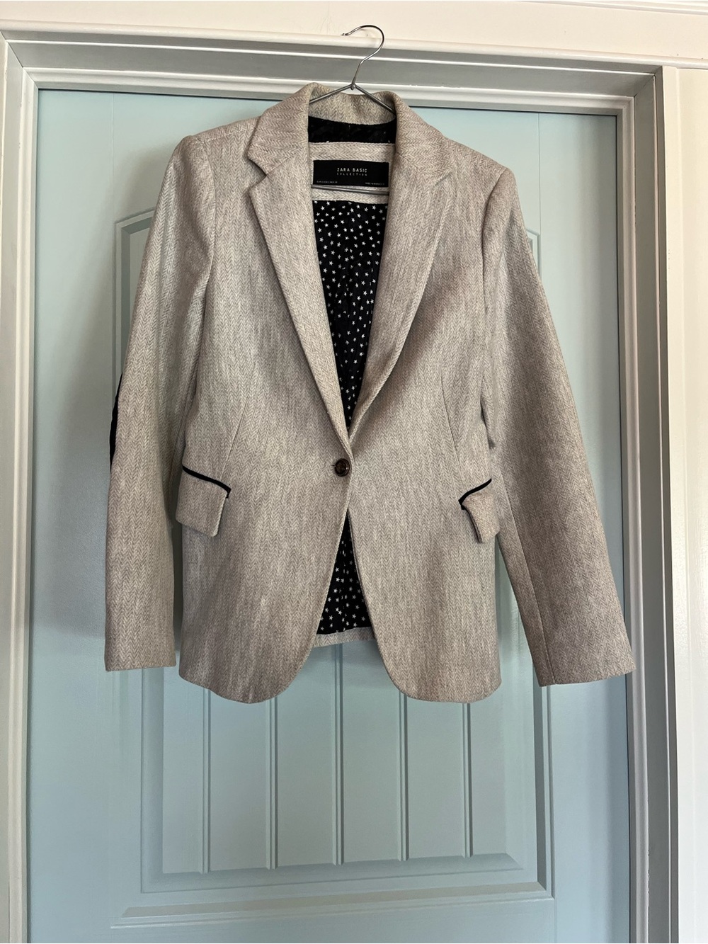 Zara Men's Light Gray Single-Button Sport Coat